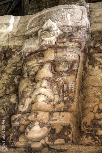 Kinich Ahau, Stone Sun Faces, Mayan Ruins, Kohunlich Archaeological Zone, Quintana Roo, Mexico photo