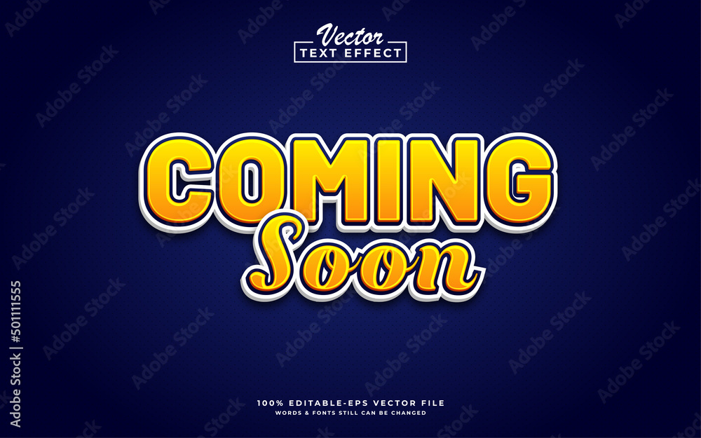 Coming soon sale poster sale banner design template with 3d editable text effect