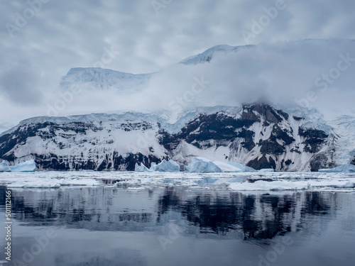 View of the glacier covered volcano called Peter I Island in the Bellingshausen Sea photo