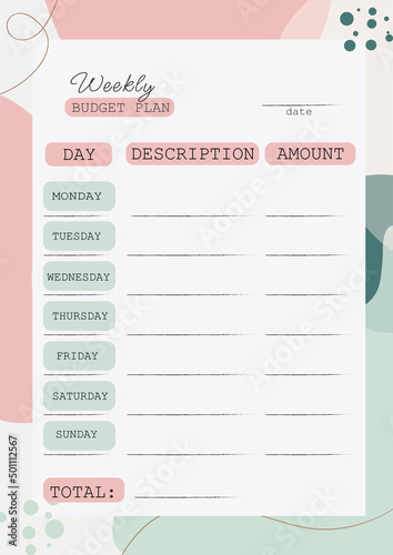 WEEKLY BUDGET PLAN
