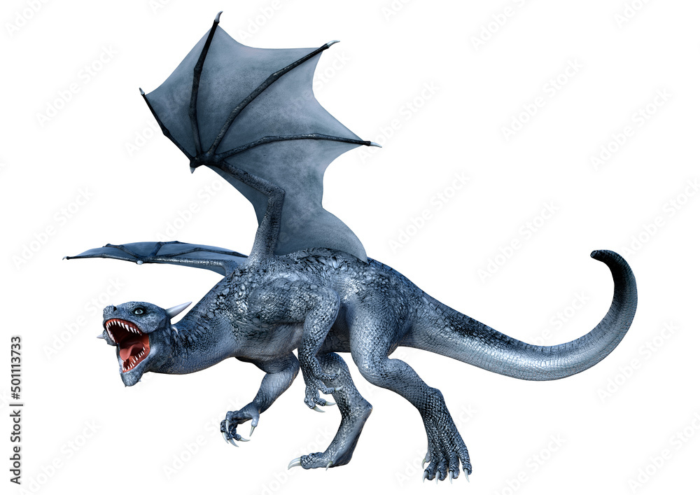 Fototapeta premium 3D Rendering Fairy Tale Dragon on White