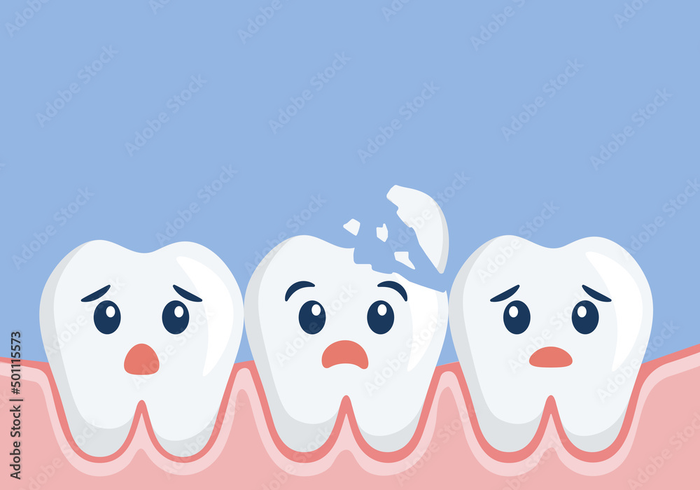 Obraz premium Teeth break concept. Dental problem. Toothache.Oral care. 