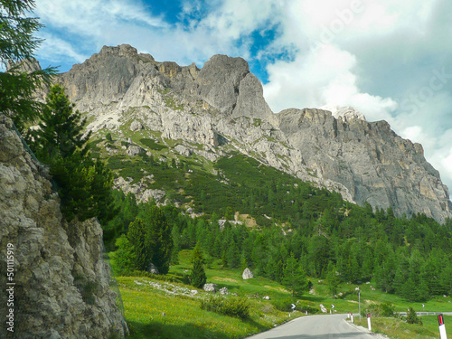 Panoramic view of the beautiful landscape in the Alps , Dolomites, Italy