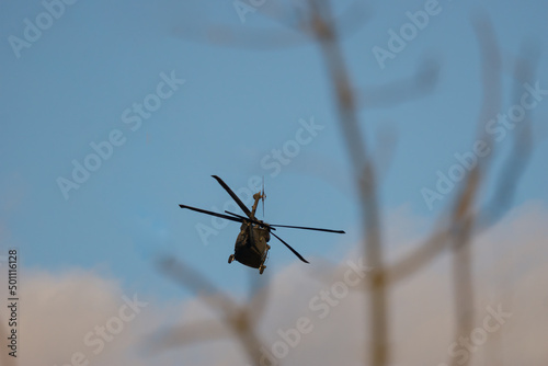 Military Helicopter blur foreground elements