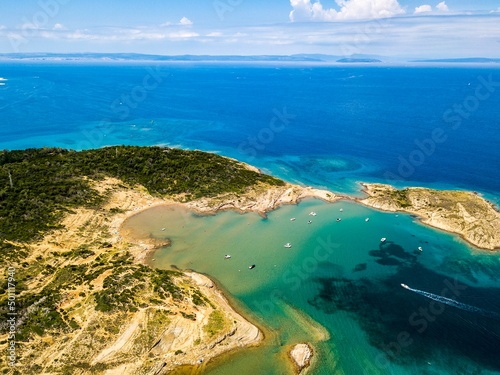 Rab, Rab island, Croatia. Aerial drone view. photo