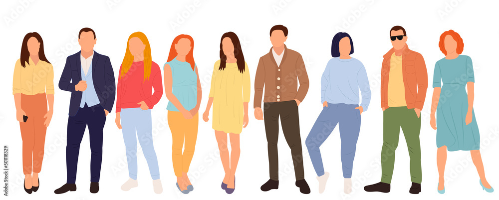 people standing set flat design , isolated on white background people standing set flat design , isolated on white background