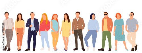 people standing set flat design , isolated on white background, vector