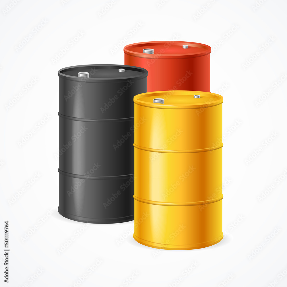 Realistic 3d Detailed Oil Barrel Drum Set. Vector Realistic 3d Detailed Oil Barrel Drum Set. Vector