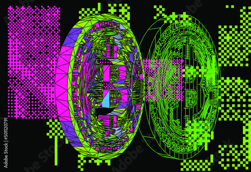 Abstract background with datamoshing and pixelization effects.