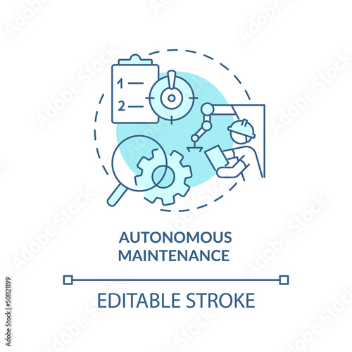 Autonomous maintenance turquoise concept icon. Total productive maintenance abstract idea thin line illustration. Isolated outline drawing. Editable stroke. Arial, Myriad Pro-Bold fonts used