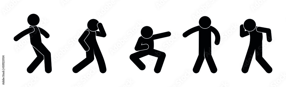 dance moves, guy dancing hip hop, isolated vector icons