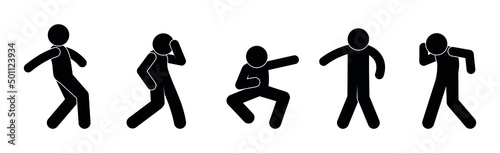 dance moves, guy dancing hip hop, isolated vector icons