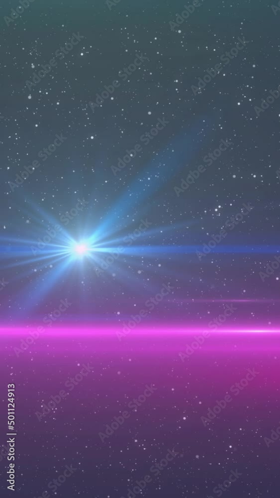Animation of glowing blue light moving over spots of light and stars in background Animation of glowing blue light moving over spots of light and stars in background