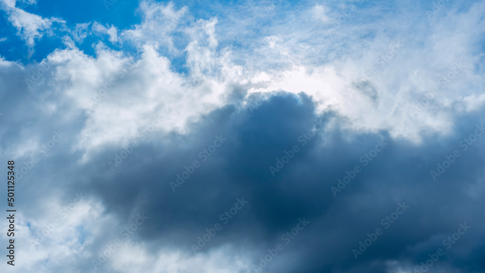 Rain cloud and sun beam. Panorama of cloudy gray sky. Abstract textured. Rain clouds background. Space for text. Rain cloud and sun beam. Panorama of cloudy gray sky. Abstract textured. Rain clouds background. Space for text.