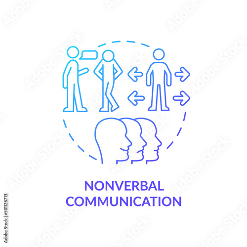 Nonverbal communication blue gradient concept icon. Manual language abstract idea thin line illustration. Communication type. Gestures. Isolated outline drawing. Myriad Pro-Bold font used