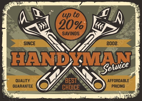 Crossed spanners vintage poster with inscription