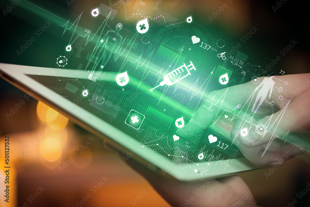 © ra2 studio - Close-up of a touchscreen with healthcare icons © ra2 studio - Close-up of a touchscreen with healthcare icons