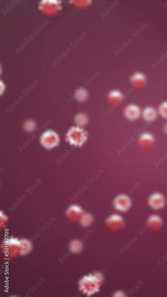Animation of virus cells over red background