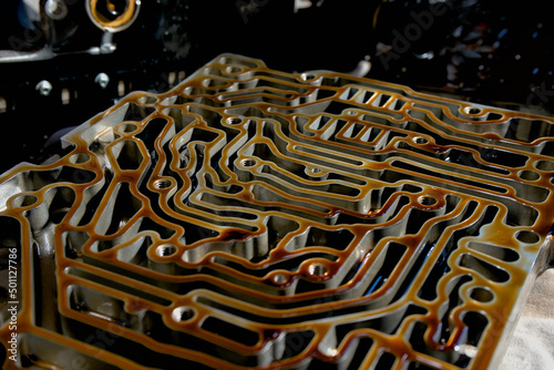 Disassembled torque converter plate of an automatic transmission from a car. Car repair and maintenance