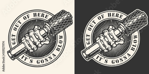 Hand grenade sticker vintage monochrome