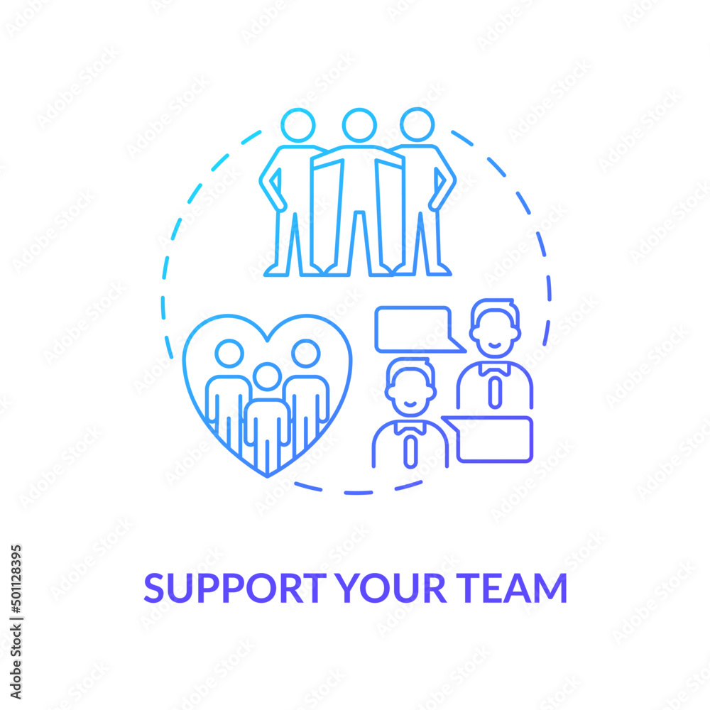 Support team blue gradient concept icon. Communication management ...