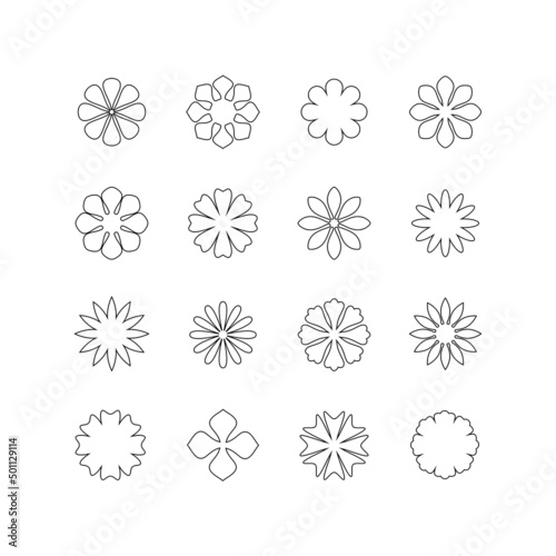 Set of design elements. Flowers. Decorative symbols. Vector illustration.