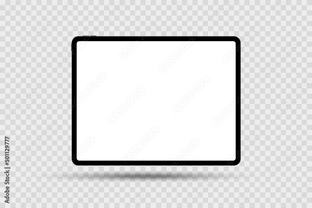Vector tablet mockup with white screen isolated on transparent background. Stock royalty free vector illustration