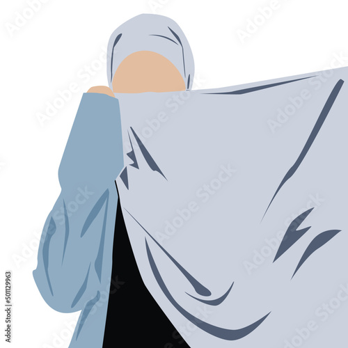 Illustration of beautiful Muslim woman wearing hijab