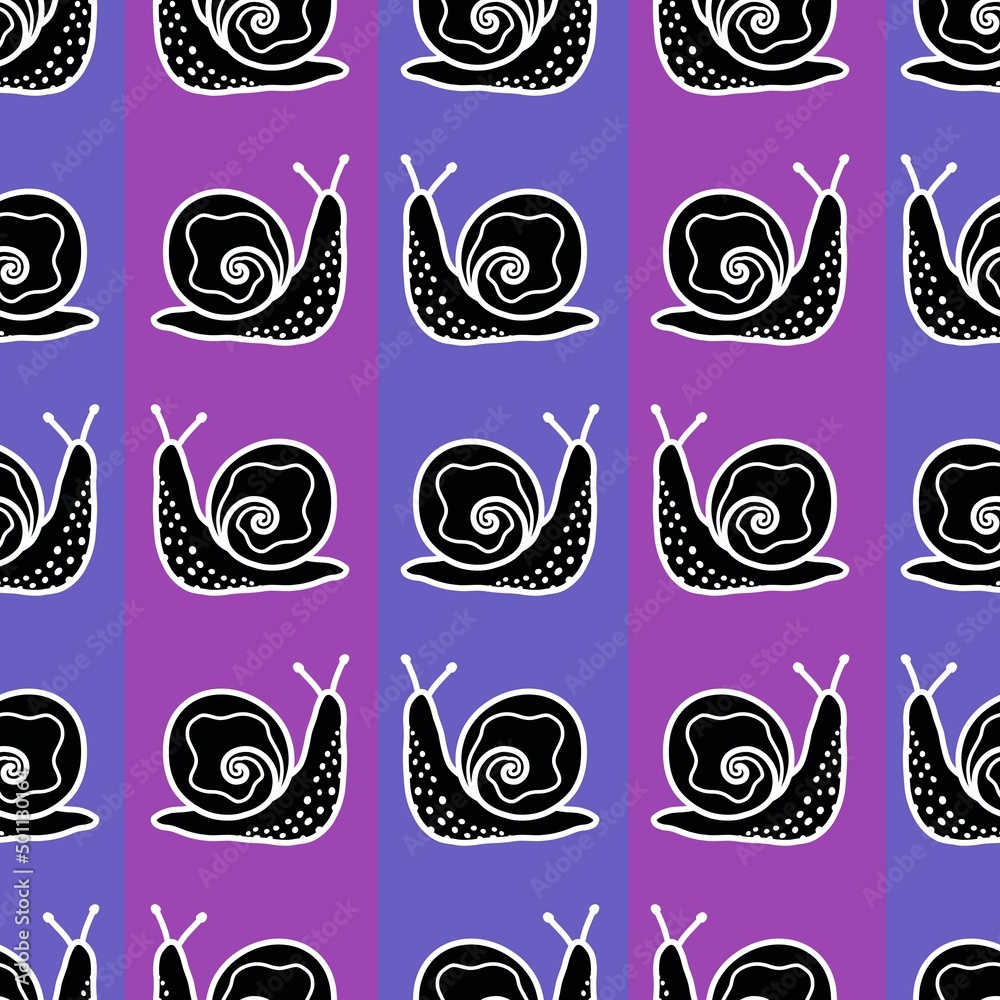 Fototapeta premium Animals seamless cute snails pattern for fabrics and textiles and packaging and gifts and cards and linens and kids