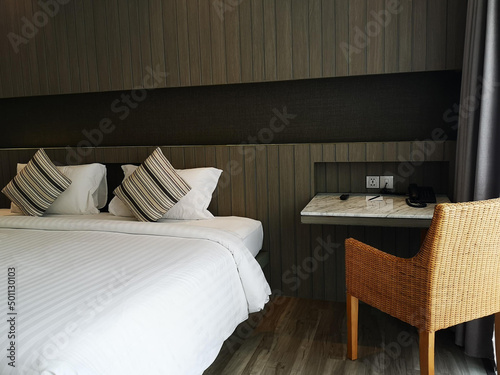 hotel room with bed