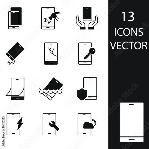 Smartphone Protection  icons set . Smartphone Protection pack symbol vector elements for infographic web