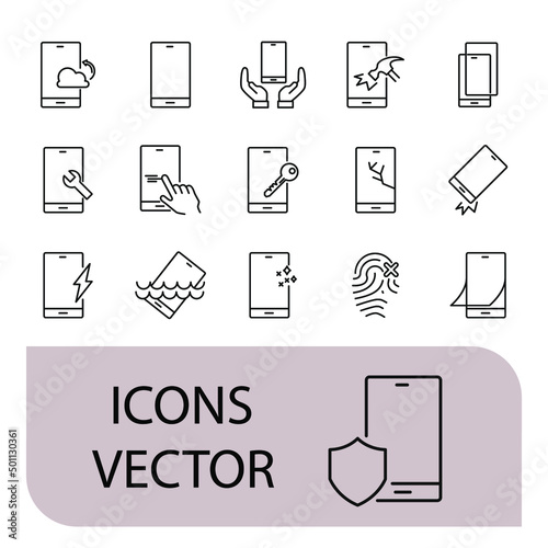 Smartphone Protection  icons set . Smartphone Protection pack symbol vector elements for infographic web
