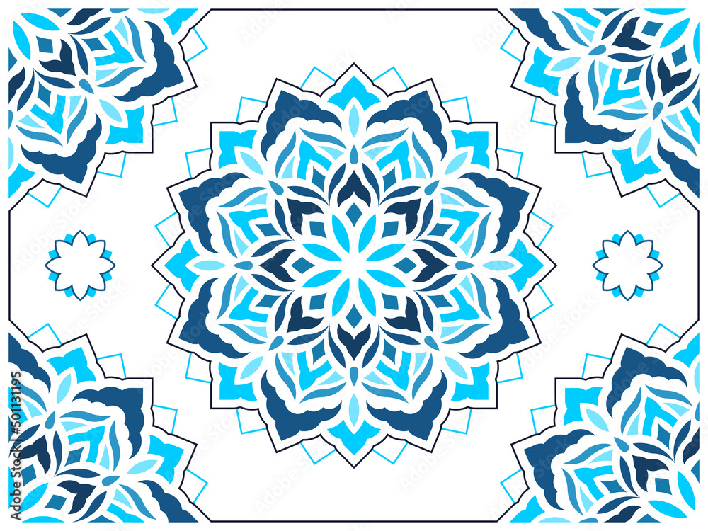 Mandala with ornaments flat vector illustration on white background