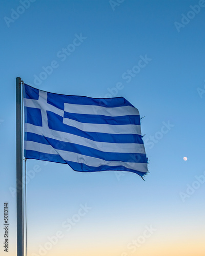 Greece Flag Over Sky Background