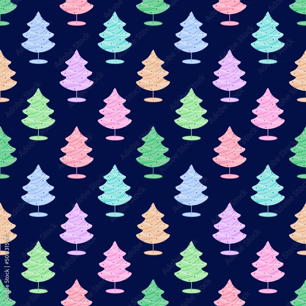 Obraz premium Seamless christmas tree pattern for new year gifts and fabrics