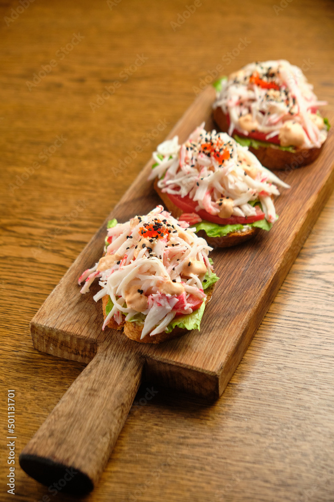 Bruschetta with squid and shrimp Bruschetta with squid and shrimp