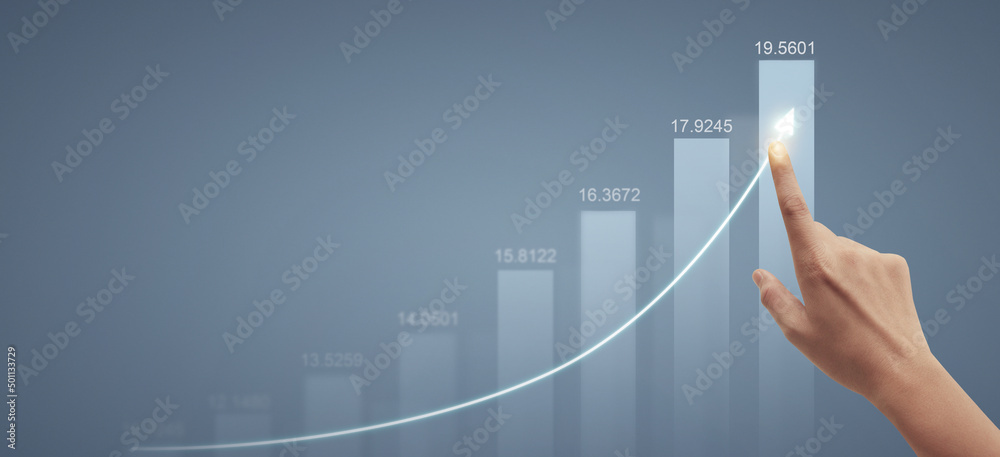Hand touching graphs of financial indicator market analysis chart Hand touching graphs of financial indicator market analysis chart