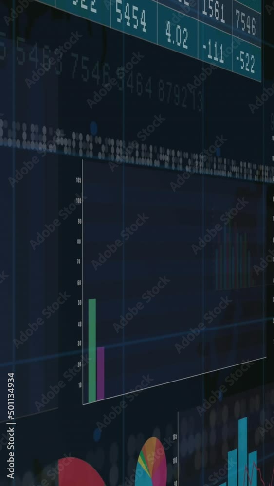 Animation of financial data processing and road sign over black background Animation of financial data processing and road sign over black background