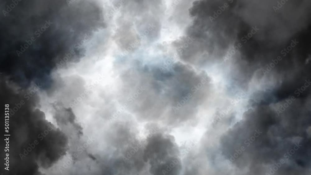 view entering cumulonimbus clouds with lightning strike. view entering cumulonimbus clouds with lightning strike.