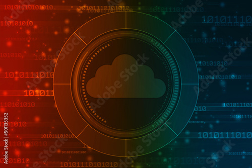 2d illustration of Cloud computing, Digital Cloud computing Concept background. Cyber technology, internet data storage, database and data server concept