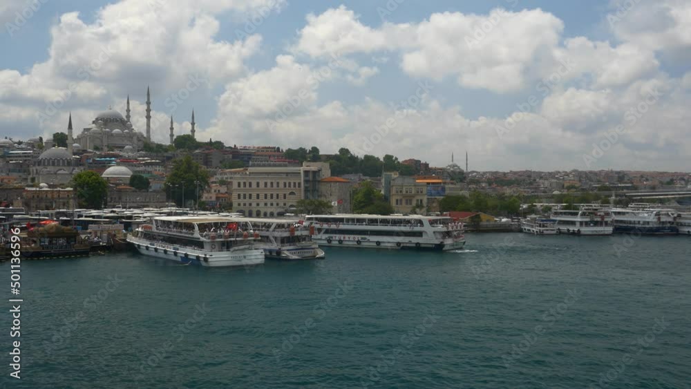 The Istanbul skyline in sunshine. Suleymaniye Mosque dominates The Istanbul skyline in sunshine. Suleymaniye Mosque dominates