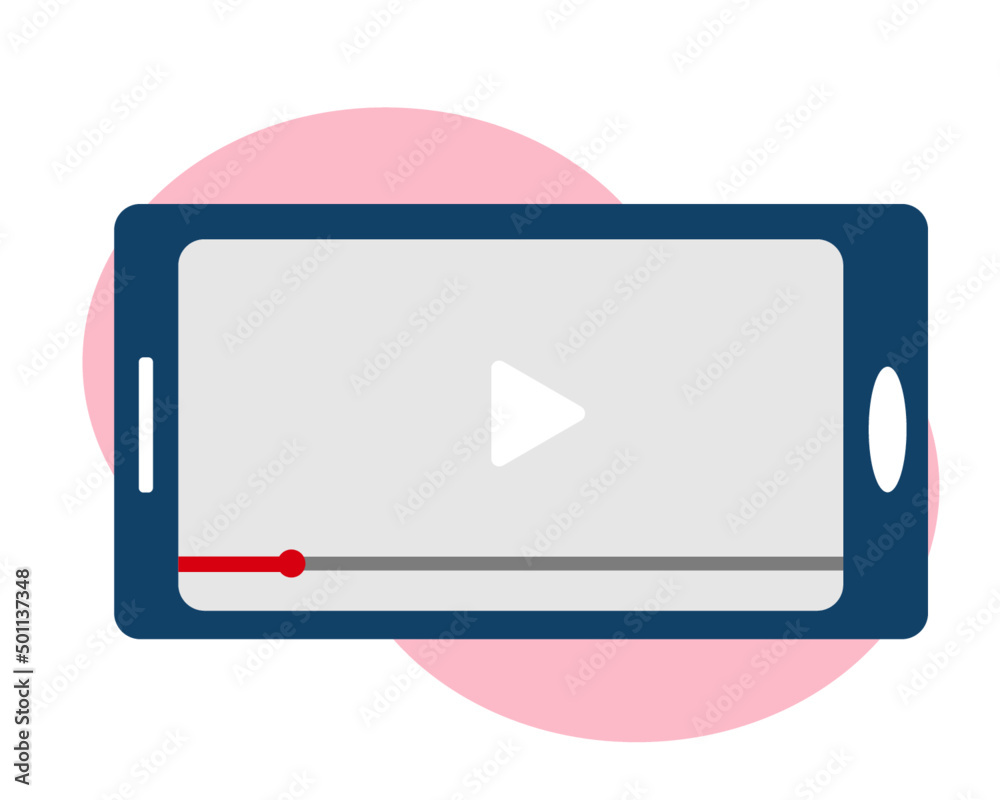 スマホで動画を見る 横画面 携帯とビデオ Sns ベクターイラスト Stock Vector Adobe Stock
