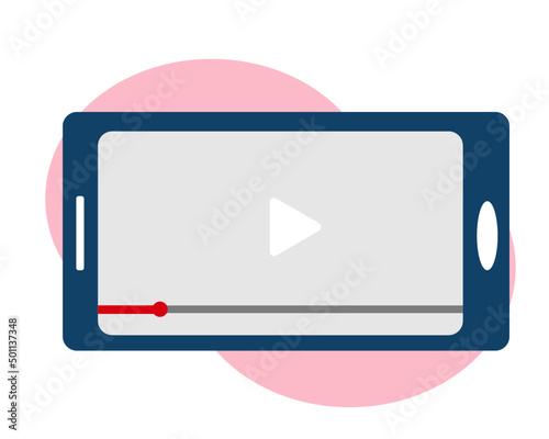 スマホで動画を見る 横画面 携帯とビデオ SNS ベクターイラスト
