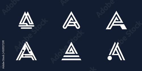 Set of letter A icon logo design Premium Vector