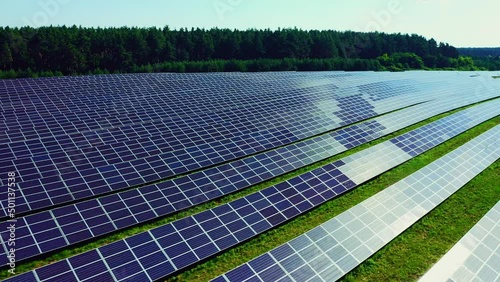 Wallpaper Mural Top view of a new solar farm. Rows of modern photovoltaic solar panels. Renewable ecological source of energy from the sun. Aerial view. Torontodigital.ca