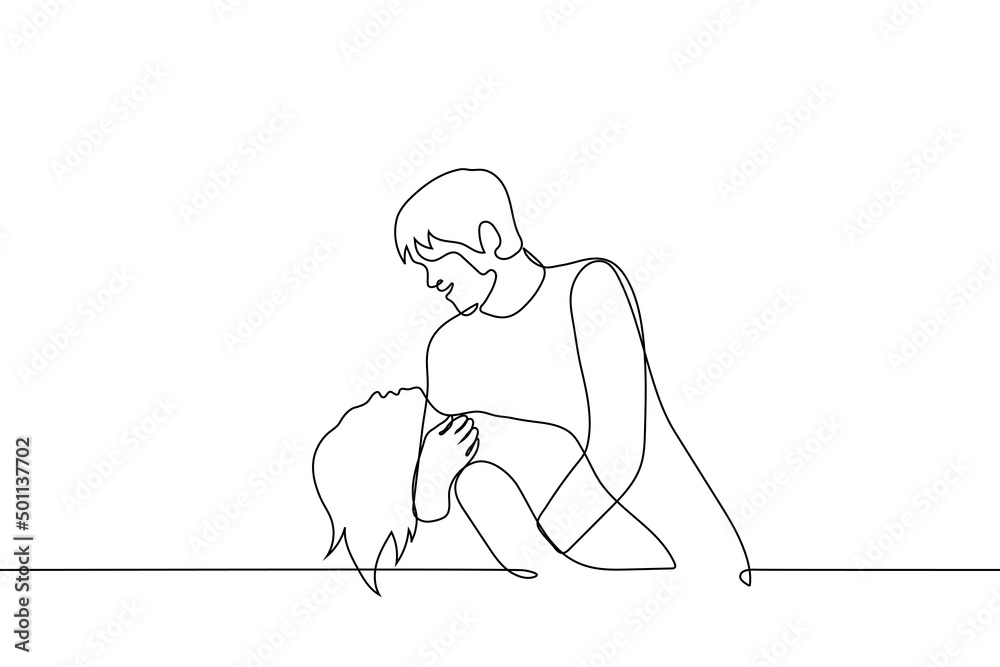 man and woman dancing - one line drawing vector. the concept of passionate dance, a popular movement in tango, before a kiss