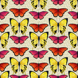 Butterfly seamless pattern, Summer fabric design, Insect ornament, Yellow and red butterfly wallpaper, Wrapping paper design, Bright ornament, Textile print, Backdrop design with butterflies