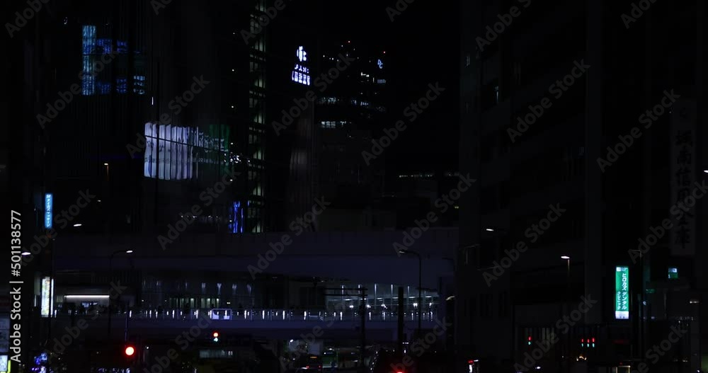 A night cityscape at the neon town in Shibuya A night cityscape at the neon town in Shibuya