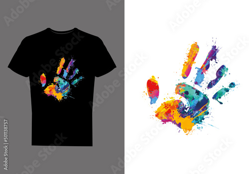 Abstract colorful painting hand stylish vector t-shirt design sample template photo