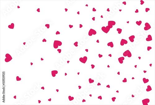 Red heart background. Love confetti background